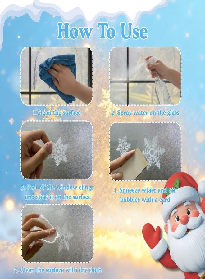 TSIMPLE 160 PCS Santa Window Clings, 9 Sheets Reusable Static Santa Claus Reindeer Snowman Christmas Decals Stickers, Winter and Holiday Decorations, Double Side Xmas Window Decals Ornament DIY Wall Door - Image 5